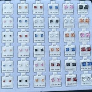 2 for $6 - Cubic Zirconia Stud Earrings in many different colors!